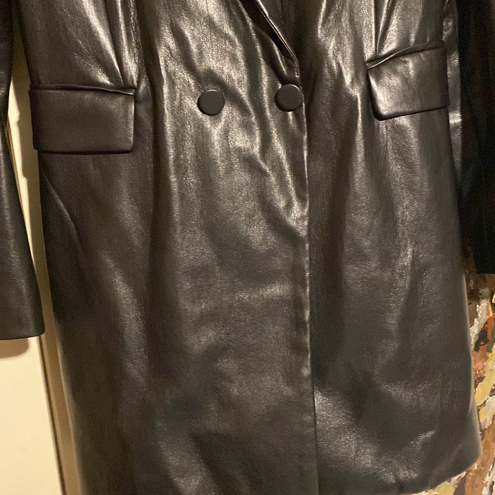 Alice + Olivia Kylie Faux Leather Blazer Dress Tuxedo Romper - Picture 10 of 16